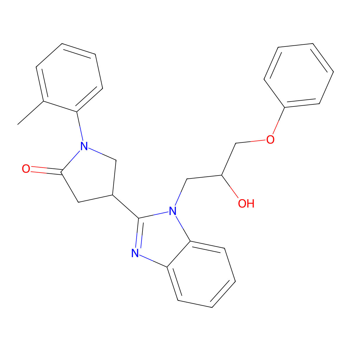 4-[1-(2-hydroxy-3-phenoxypropyl)-1H-benzimidazol-2-yl]-1-(2-methylphenyl)pyrrolidin-2-one molecular structure, CAS 1018125-56-8