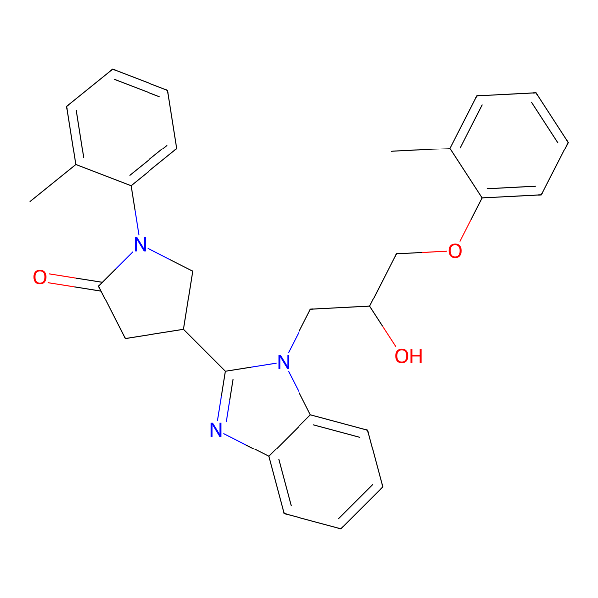 4-{1-[2-hydroxy-3-(2-methylphenoxy)propyl]-1H-benzimidazol-2-yl}-1-(2-methylphenyl)pyrrolidin-2-one molecular structure, CAS 1018125-60-4