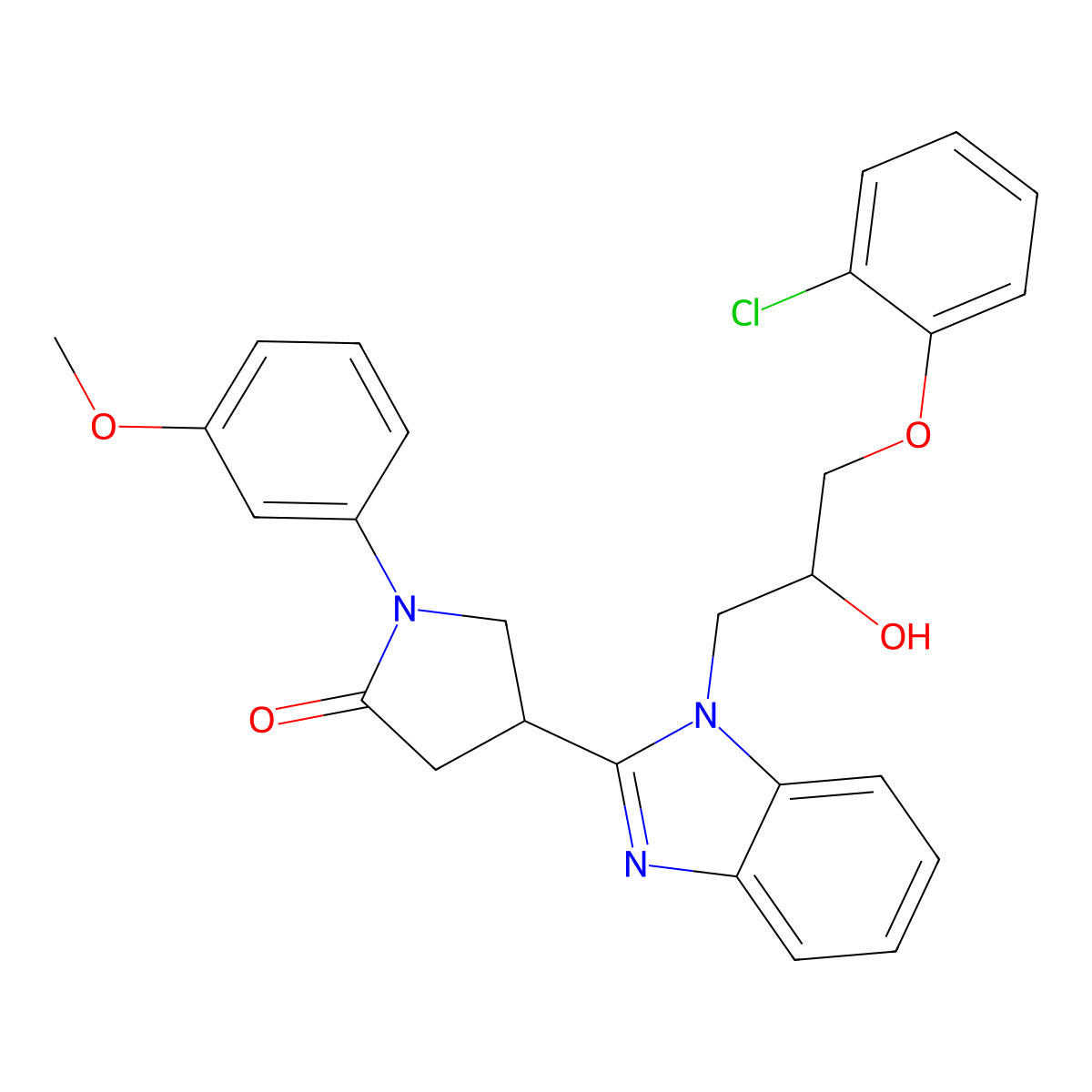 4-{1-[3-(2-chlorophenoxy)-2-hydroxypropyl]-1H-benzimidazol-2-yl}-1-(3-methoxyphenyl)pyrrolidin-2-one molecular structure, CAS 1018125-62-6