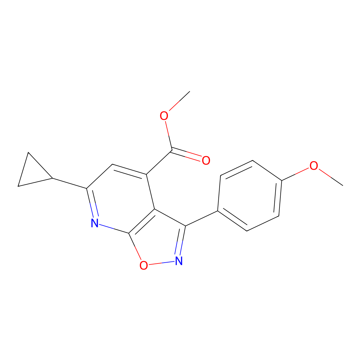 Methyl 6-cyclopropyl-3-(4-methoxyphenyl)isoxazolo[5,4-b]pyridine-4-carboxylate molecular structure, CAS 1018125-63-7