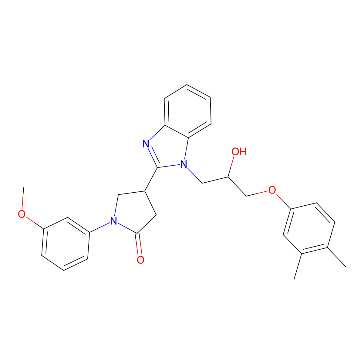 4-{1-[3-(3,4-dimethylphenoxy)-2-hydroxypropyl]-1H-benzimidazol-2-yl}-1-(3-methoxyphenyl)pyrrolidin-2-one molecular structure, CAS 1018125-64-8