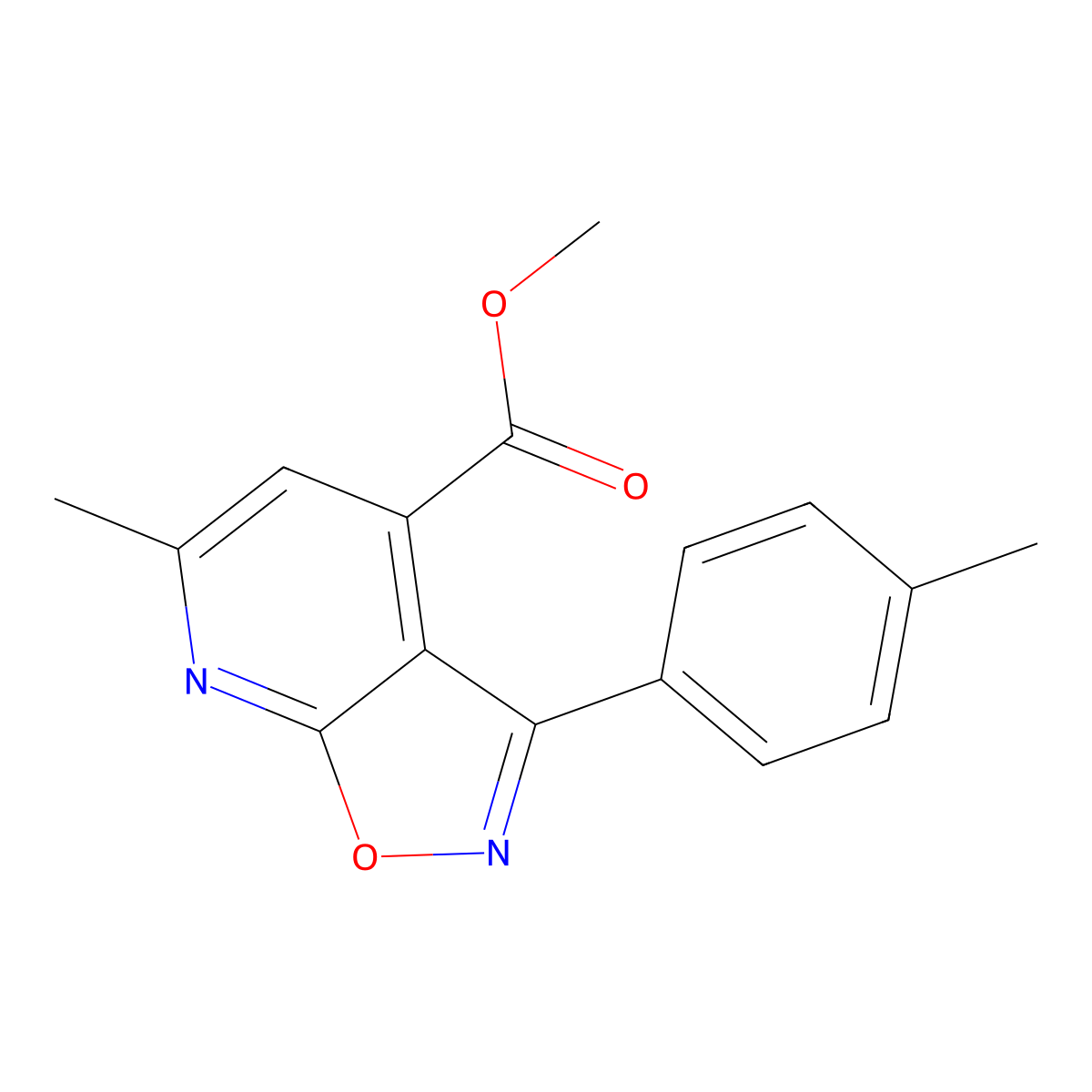 Methyl 6-methyl-3-(p-tolyl)isoxazolo[5,4-b]pyridine-4-carboxylate molecular structure, CAS 1018125-65-9