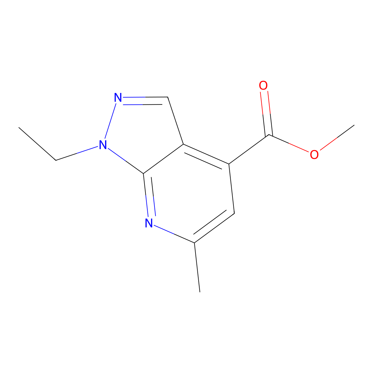 methyl 1-ethyl-6-methyl-1H-pyrazolo[3,4-b]pyridine-4-carboxylate molecular structure, CAS 1018125-69-3