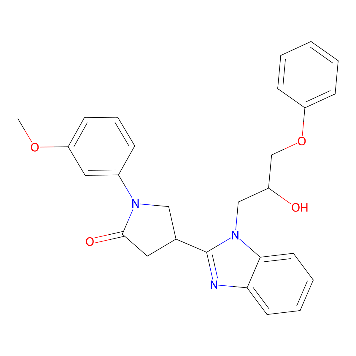 4-[1-(2-hydroxy-3-phenoxypropyl)-1H-benzimidazol-2-yl]-1-(3-methoxyphenyl)pyrrolidin-2-one molecular structure, CAS 1018125-70-6