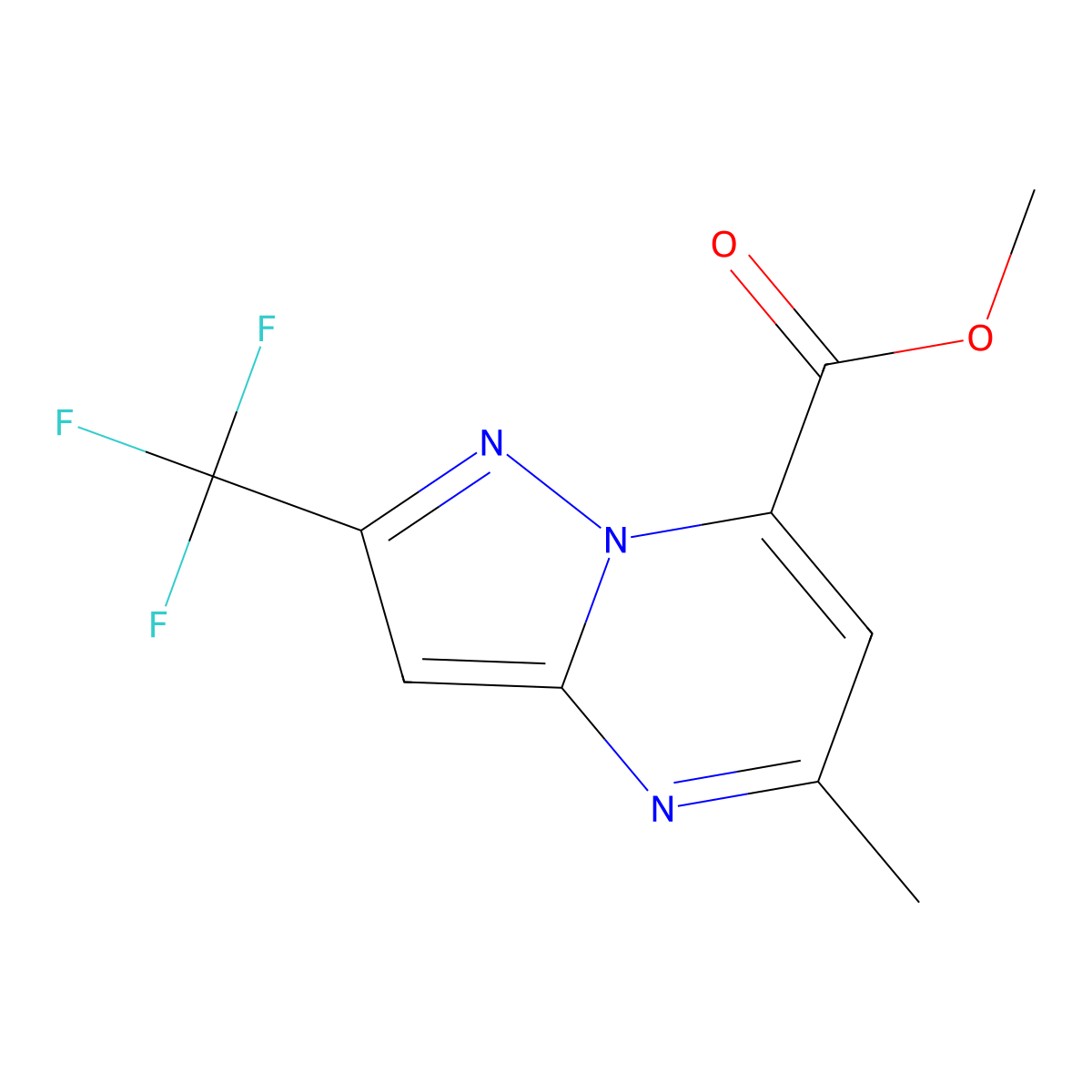 Methyl 5-methyl-2-(trifluoromethyl)pyrazolo[1,5-a]pyrimidine-7-carboxylate molecular structure, CAS 1018125-80-8