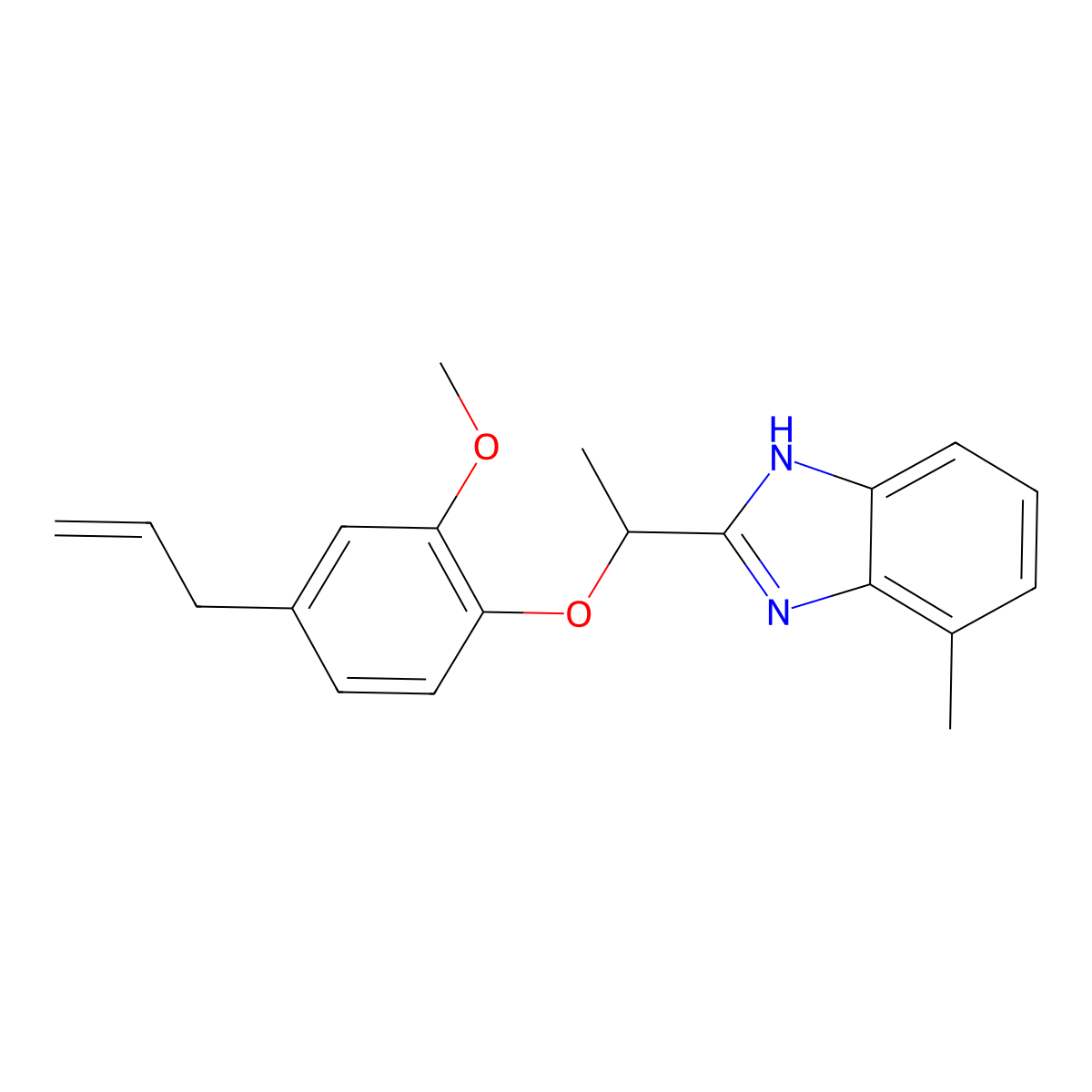 2-{1-[2-methoxy-4-(prop-2-en-1-yl)phenoxy]ethyl}-4-methyl-1H-benzimidazole molecular structure, CAS 1018125-81-9