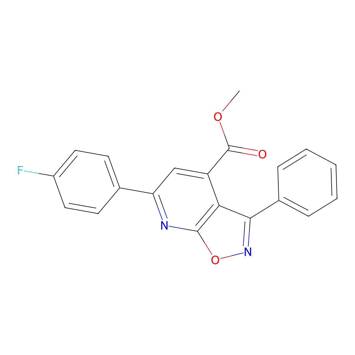 Methyl 6-(4-fluorophenyl)-3-phenylisoxazolo[5,4-b]pyridine-4-carboxylate molecular structure, CAS 1018125-83-1