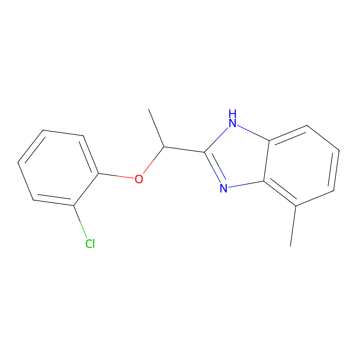 2-(1-(2-chlorophenoxy)ethyl)-4-methyl-1H-benzo[d]imidazole molecular structure, CAS 1018125-84-2
