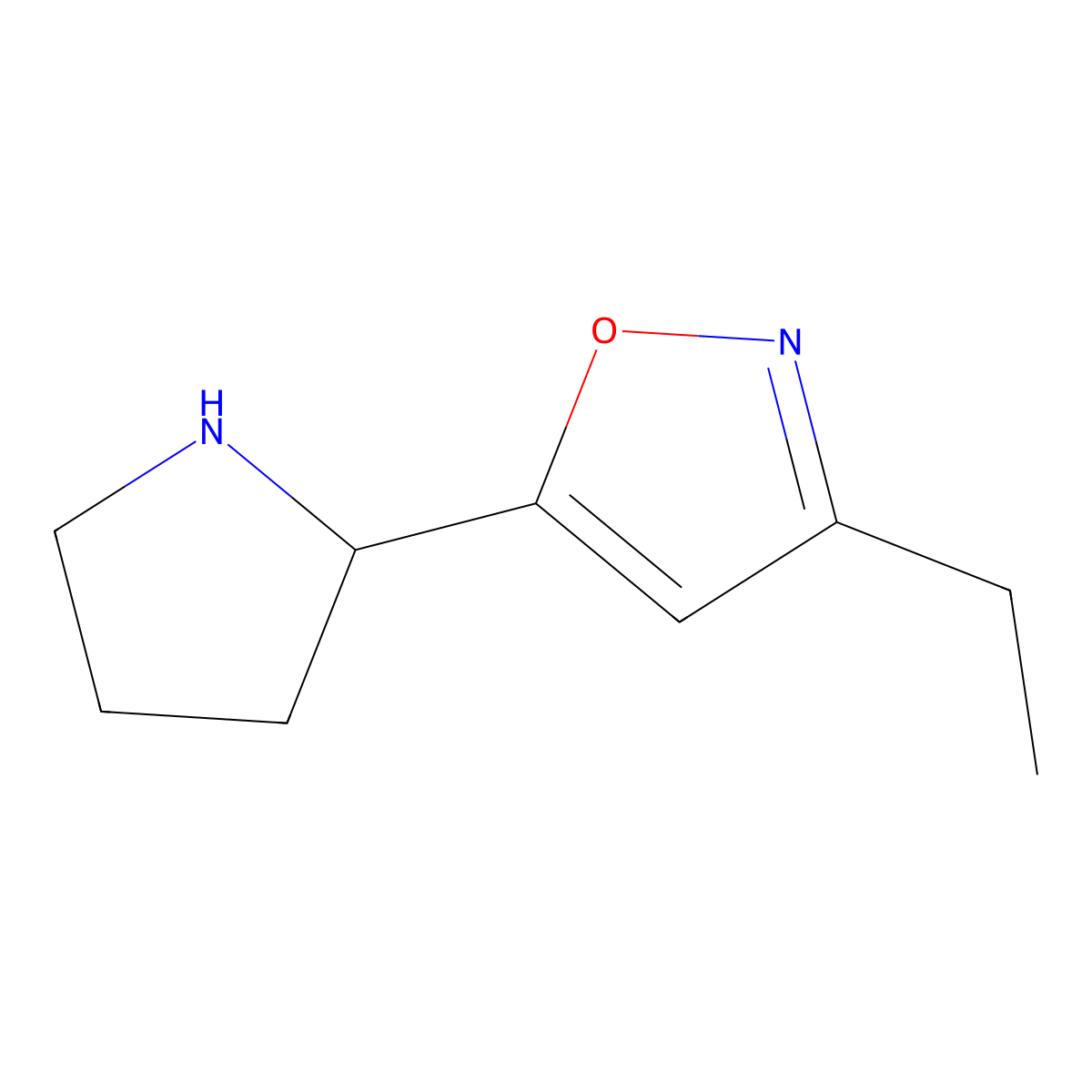 3-Ethyl-5-pyrrolidin-2-ylisoxazole molecular structure, CAS 1018126-13-0