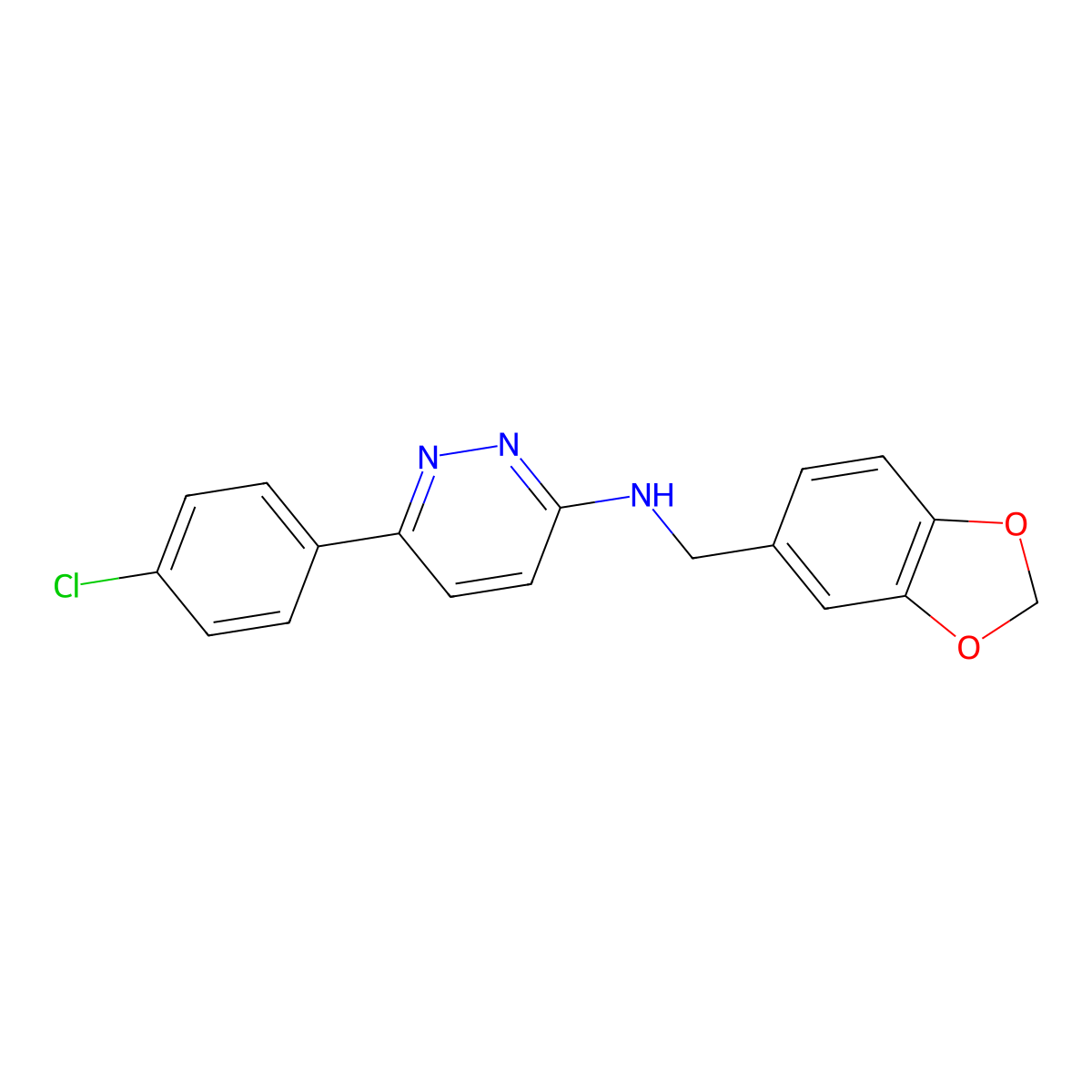 N-(1,3-benzodioxol-5-ylmethyl)-6-(4-chlorophenyl)pyridazin-3-amine molecular structure, CAS 1018126-36-7