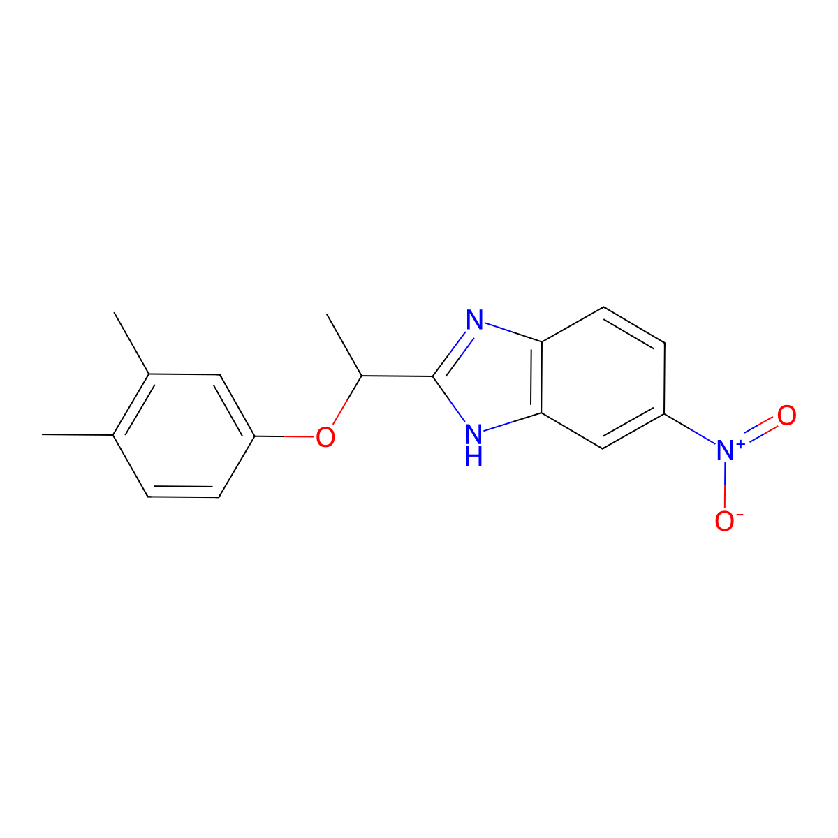1,2-Dimethyl-4-[(5-nitrobenzimidazol-2-yl)ethoxy]benzene molecular structure, CAS 1018126-38-9
