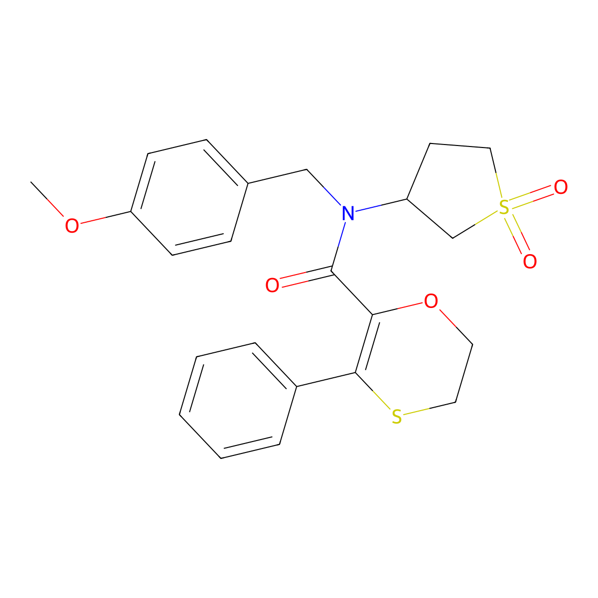 N-(1,1-dioxidotetrahydrothiophen-3-yl)-N-(4-methoxybenzyl)-3-phenyl-5,6-dihydro-1,4-oxathiine-2-carboxamide molecular structure, CAS 1018126-39-0