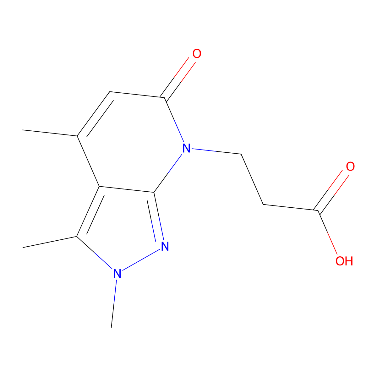 3-(2,3,4-trimethyl-6-oxo-2,6-dihydro-7H-pyrazolo[3,4-b]pyridin-7-yl)propanoic acid molecular structure, CAS 1018126-46-9