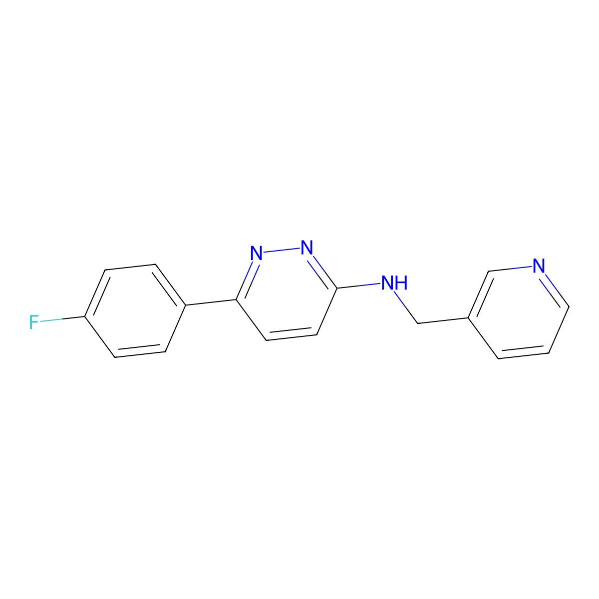 6-(4-fluorophenyl)-N-(pyridin-3-ylmethyl)pyridazin-3-amine molecular structure, CAS 1018126-48-1