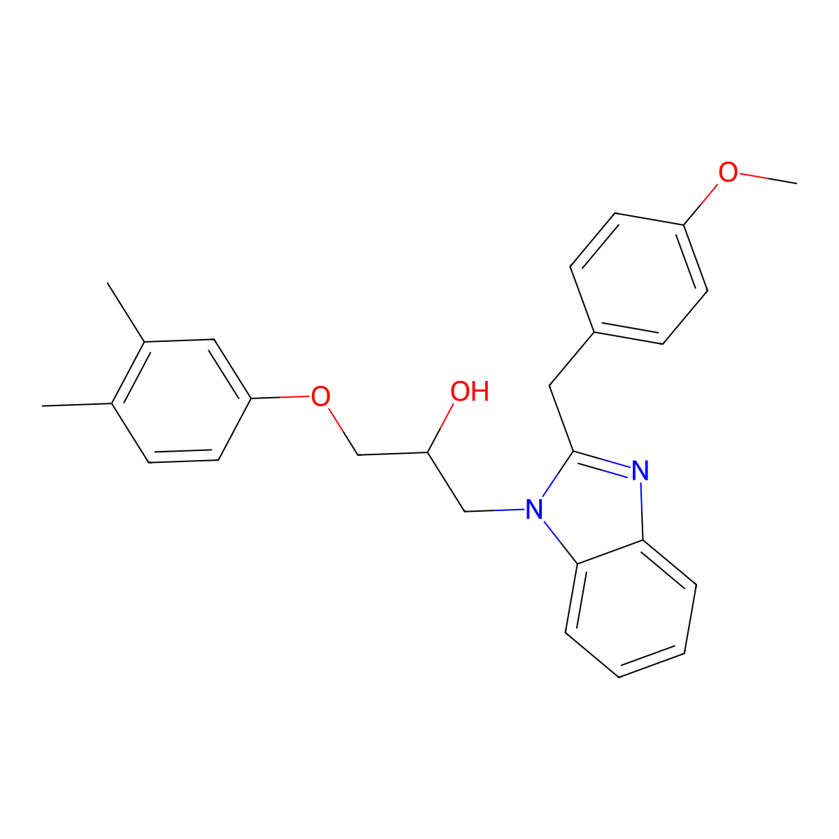 3-(3,4-Dimethylphenoxy)-1-{2-[(4-methoxyphenyl)methyl]benzimidazolyl}propan-2-ol molecular structure, CAS 1018126-54-9