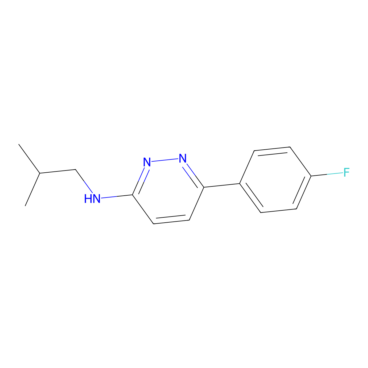 6-(4-fluorophenyl)-N-(2-methylpropyl)pyridazin-3-amine molecular structure, CAS 1018126-56-1