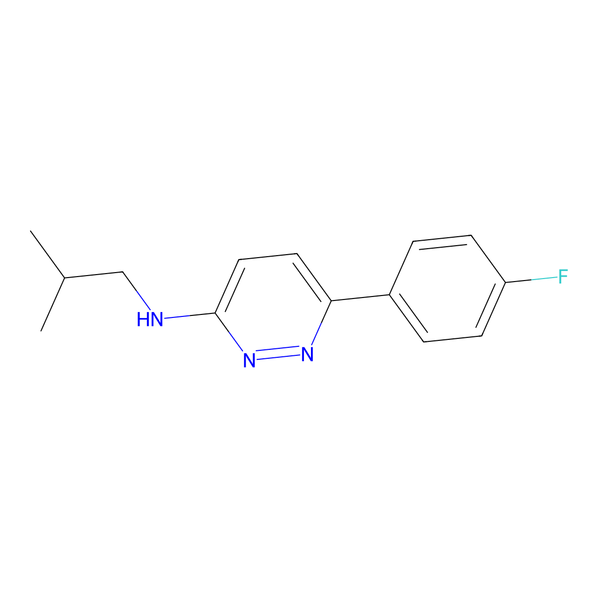6-(4-fluorophenyl)-N-(2-methylpropyl)pyridazin-3-amine molecular structure, CAS 1018126-56-1