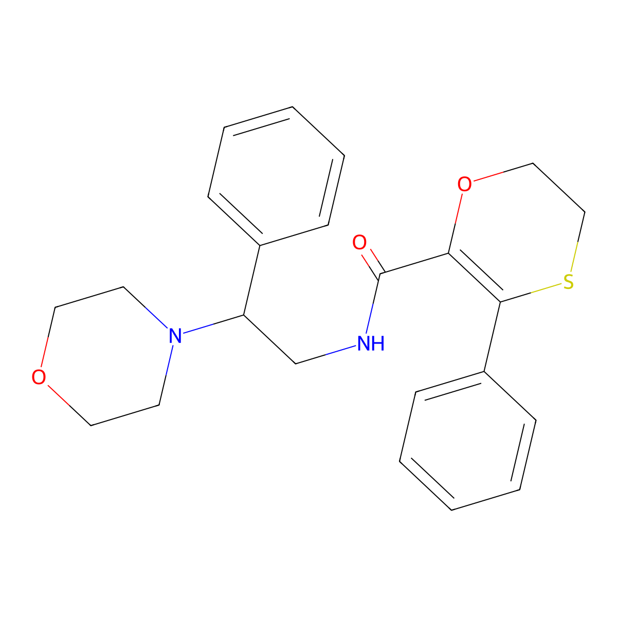 N-[2-(morpholin-4-yl)-2-phenylethyl]-3-phenyl-5,6-dihydro-1,4-oxathiine-2-carboxamide molecular structure, CAS 1018126-60-7