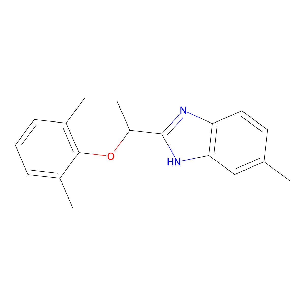 1,3-Dimethyl-2-[(5-methylbenzimidazol-2-yl)ethoxy]benzene molecular structure, CAS 1018126-74-3