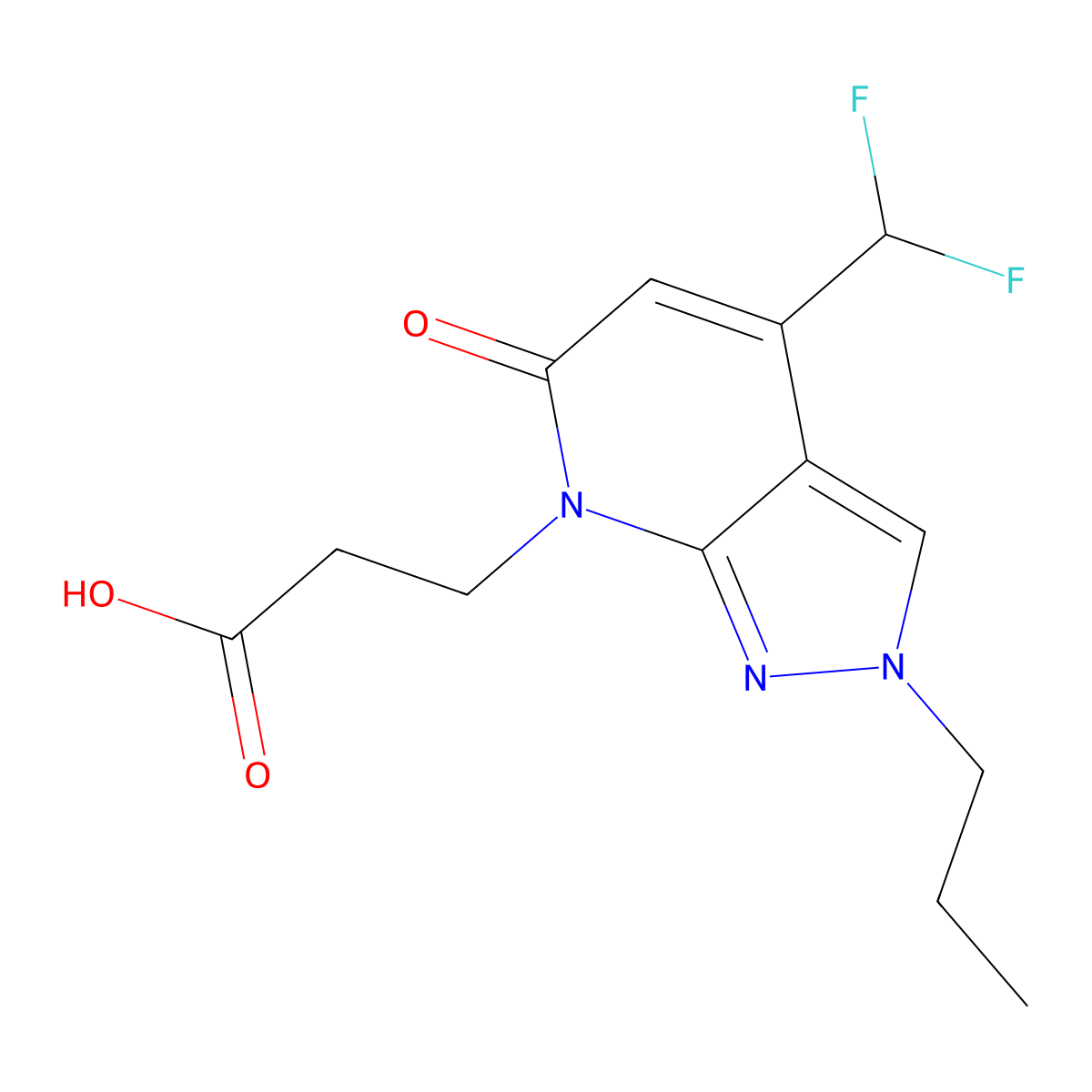 3-[4-(difluoromethyl)-6-oxo-2-propyl-2,6-dihydro-7H-pyrazolo[3,4-b]pyridin-7-yl]propanoic acid molecular structure, CAS 1018126-85-6