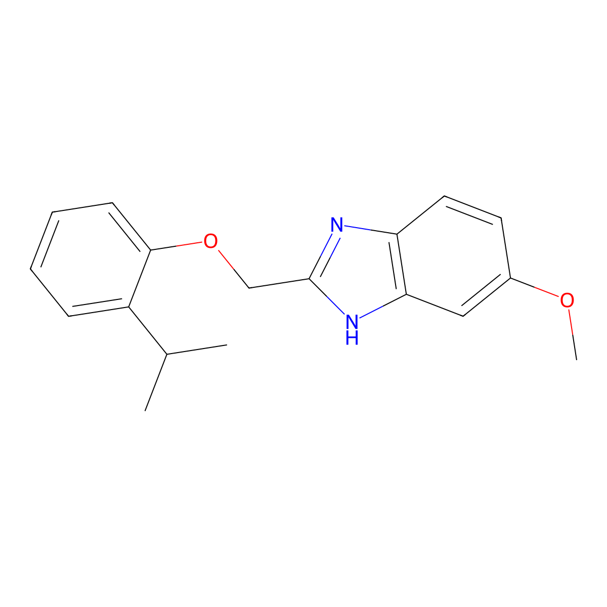 5-methoxy-2-{[2-(propan-2-yl)phenoxy]methyl}-1H-benzimidazole molecular structure, CAS 1018126-86-7
