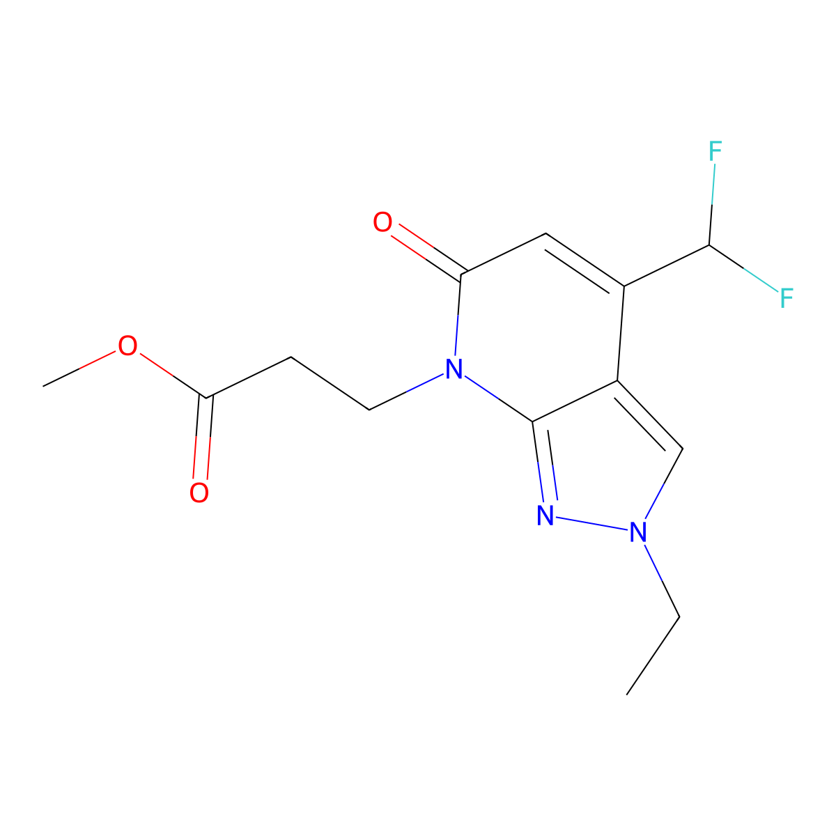 Methyl 3-(4-(difluoromethyl)-2-ethyl-6-oxo-2H-pyrazolo[3,4-b]pyridin-7(6H)-yl)propanoate molecular structure, CAS 1018126-89-0