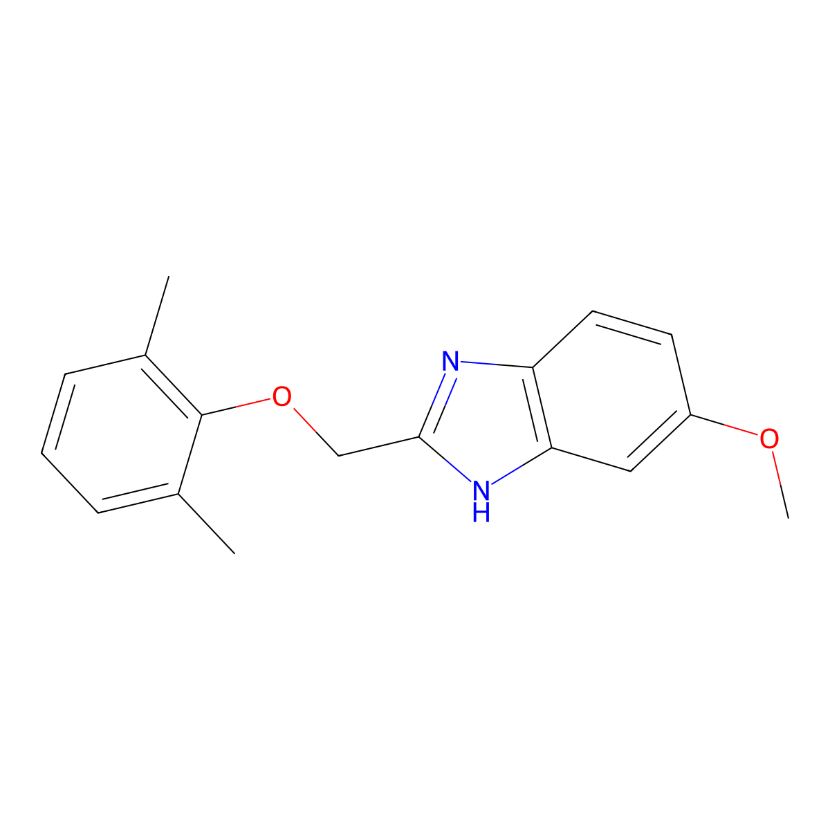 2-[(2,6-dimethylphenoxy)methyl]-5-methoxy-1H-benzimidazole molecular structure, CAS 1018126-94-7