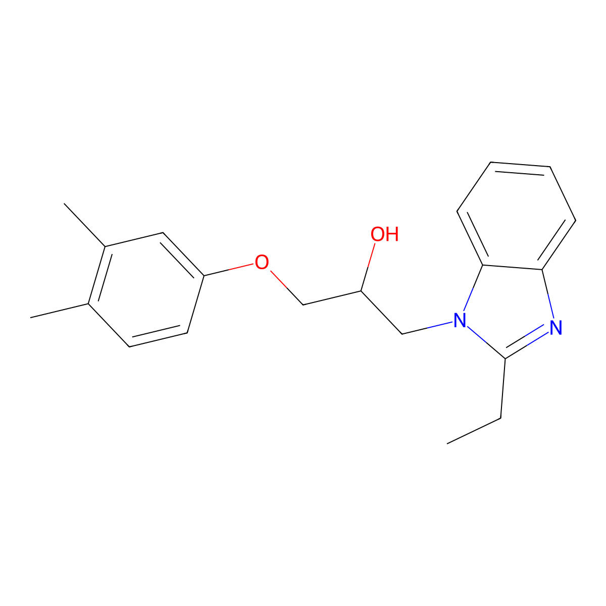 3-(3,4-Dimethylphenoxy)-1-(2-ethylbenzimidazolyl)propan-2-ol molecular structure, CAS 1018127-22-4