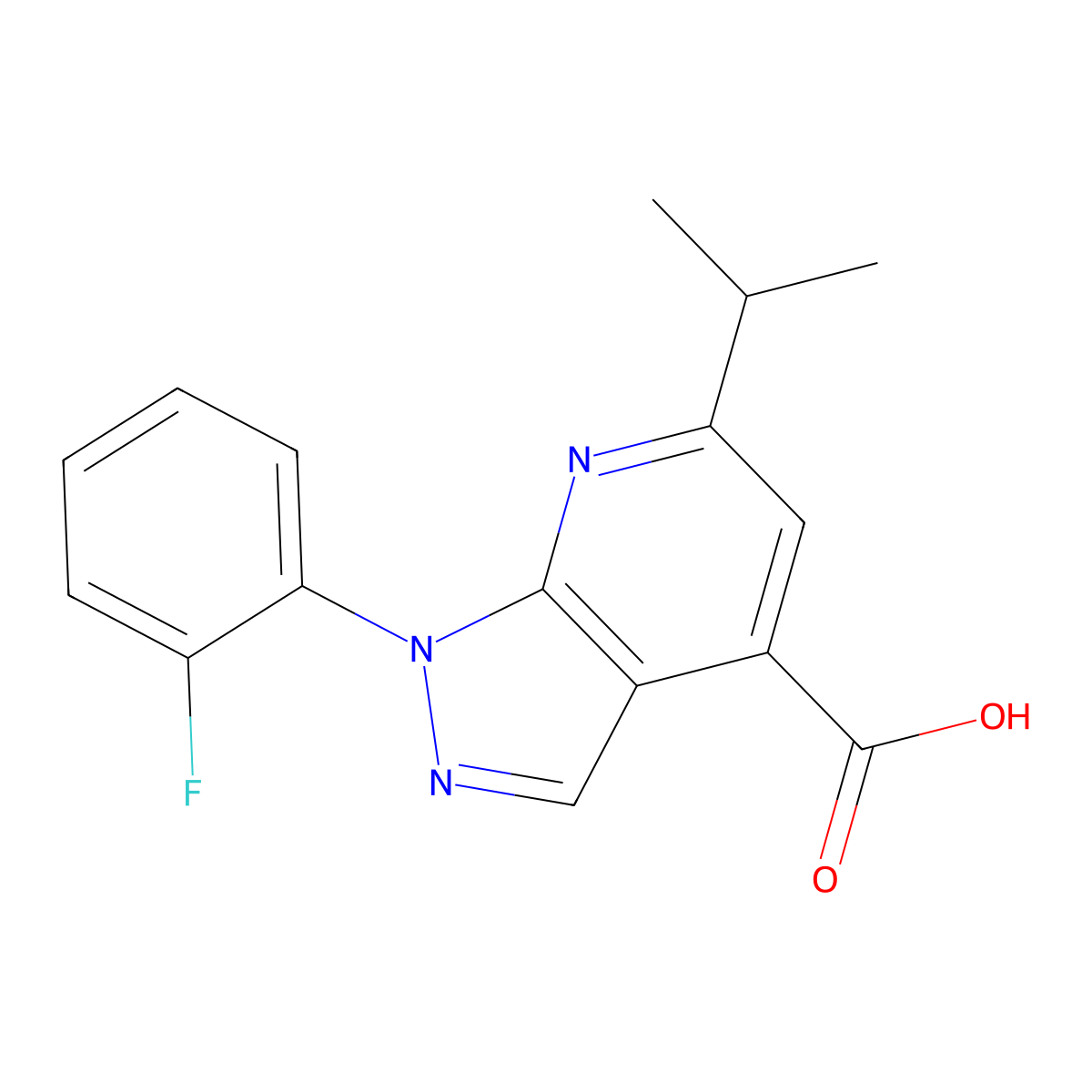 1-(2-Fluorophenyl)-6-isopropyl-1H-pyrazolo[3,4-b]pyridine-4-carboxylic acid molecular structure, CAS 1018127-29-1