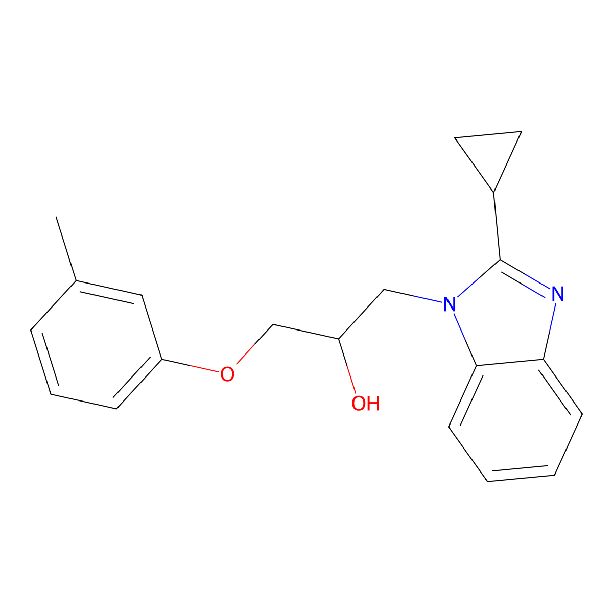 1-(2-Cyclopropylbenzimidazolyl)-3-(3-methylphenoxy)propan-2-ol molecular structure, CAS 1018127-38-2