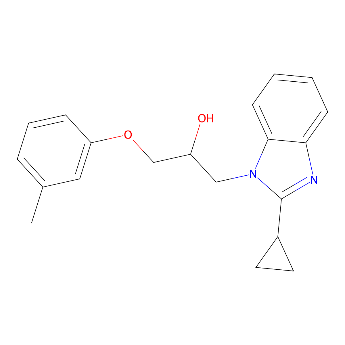 1-(2-Cyclopropylbenzimidazolyl)-3-(3-methylphenoxy)propan-2-ol molecular structure, CAS 1018127-38-2