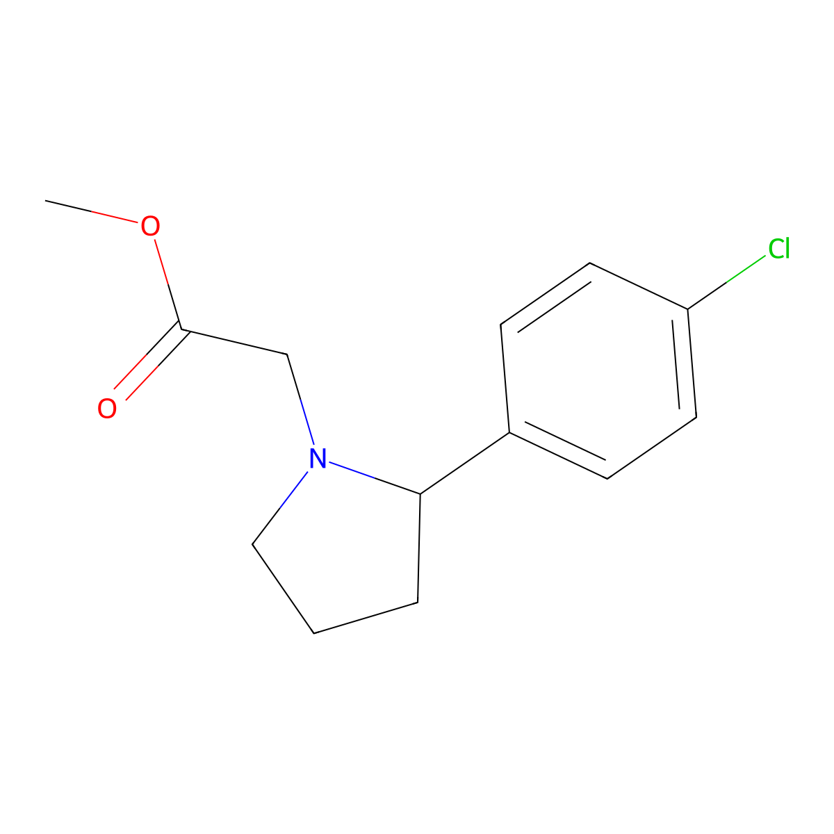 Methyl 2-(2-(4-chlorophenyl)pyrrolidin-1-yl)acetate molecular structure, CAS 1018127-45-1