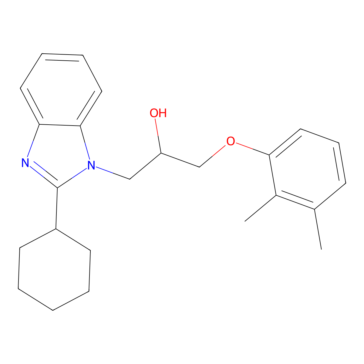 3-(2,3-Dimethylphenoxy)-1-(2-cyclohexylbenzimidazolyl)propan-2-ol molecular structure, CAS 1018127-46-2