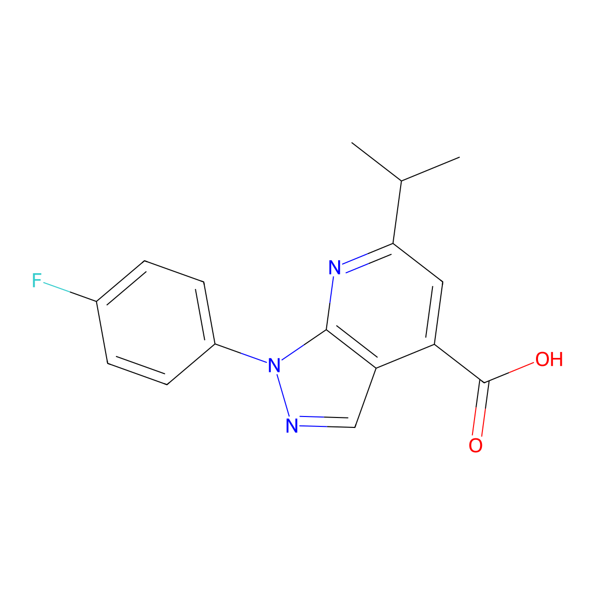 1-(4-Fluorophenyl)-6-isopropyl-1H-pyrazolo[3,4-b]pyridine-4-carboxylic acid molecular structure, CAS 1018127-53-1