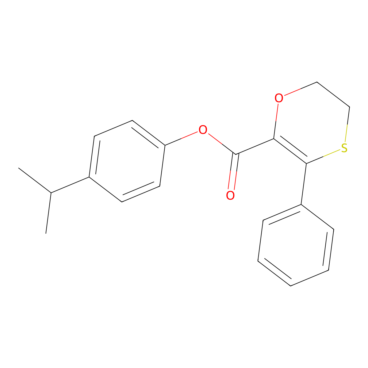 4-(Propan-2-yl)phenyl 3-phenyl-5,6-dihydro-1,4-oxathiine-2-carboxylate molecular structure, CAS 1018127-61-1