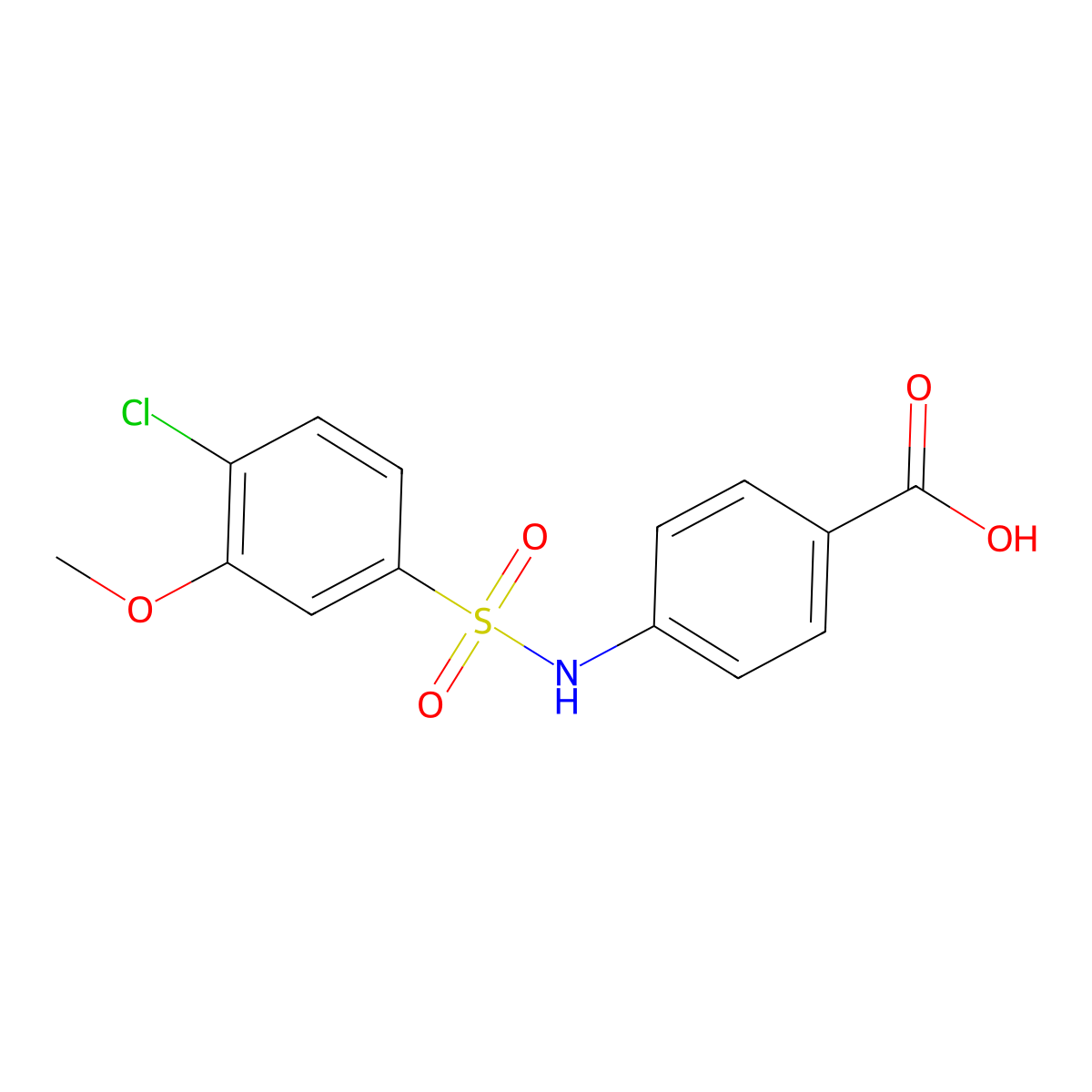 4-[[(4-Chloro-3-methoxyphenyl)sulfonyl]amino]benzoic acid molecular structure, CAS 1018127-68-8