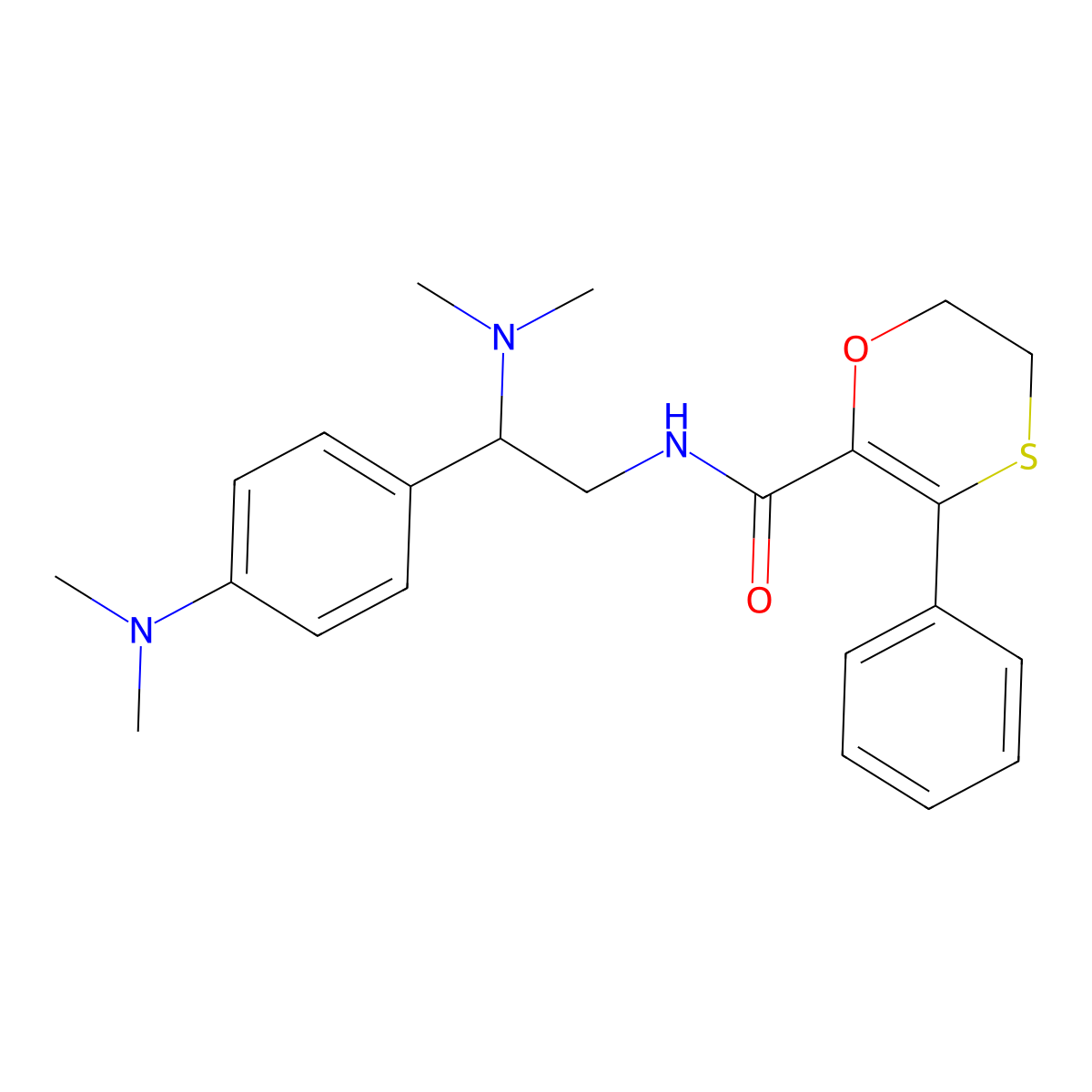 N-{2-(dimethylamino)-2-[4-(dimethylamino)phenyl]ethyl}-3-phenyl-5,6-dihydro-1,4-oxathiine-2-carboxamide molecular structure, CAS 1018127-69-9