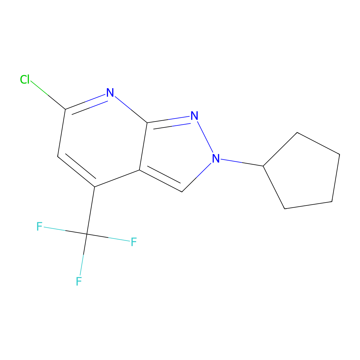 6-chloro-2-cyclopentyl-4-(trifluoromethyl)-2H-pyrazolo[3,4-b]pyridine molecular structure, CAS 1018127-74-6