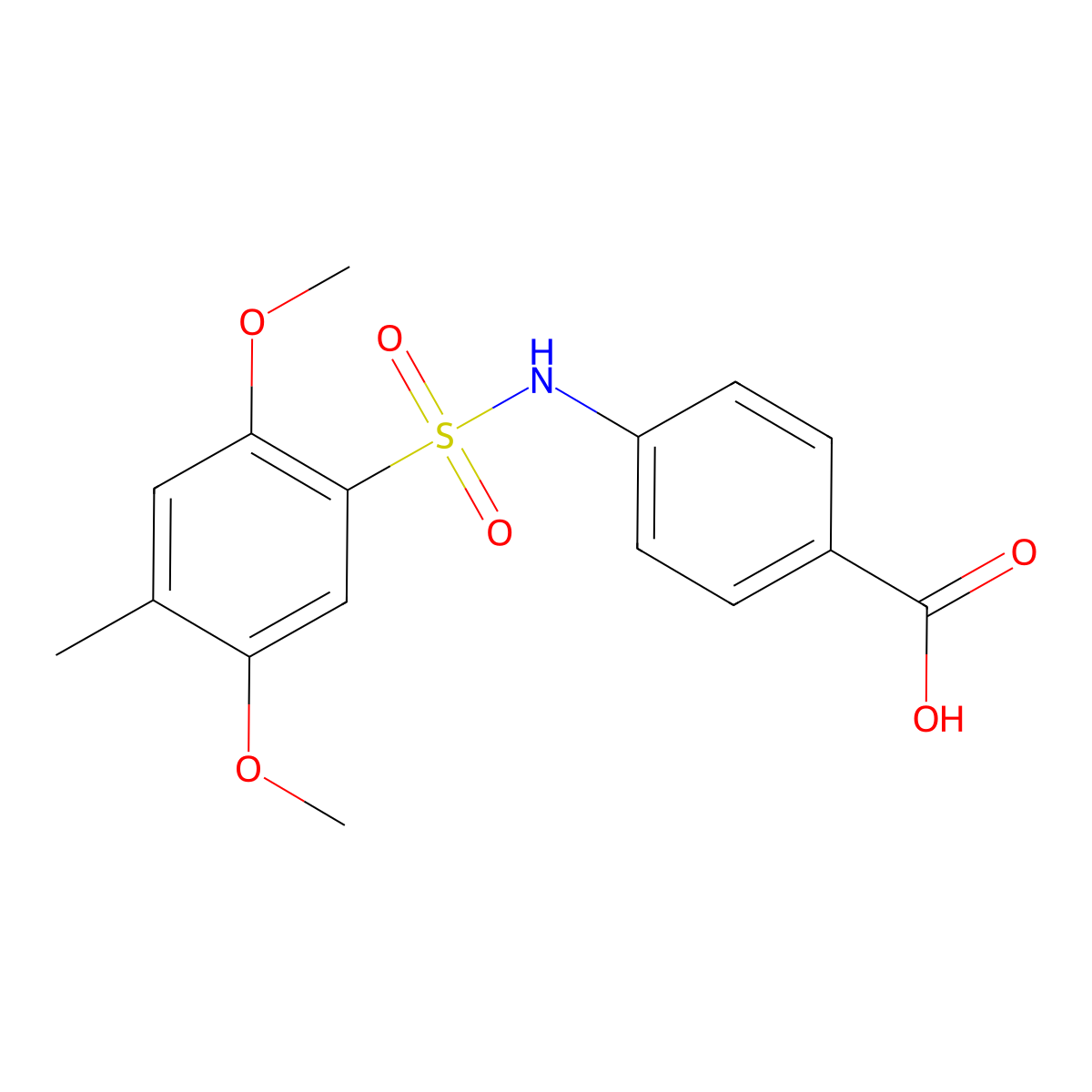 4-(2,5-Dimethoxy-4-methylbenzenesulfonamido)benzoic acid molecular structure, CAS 1018127-76-8