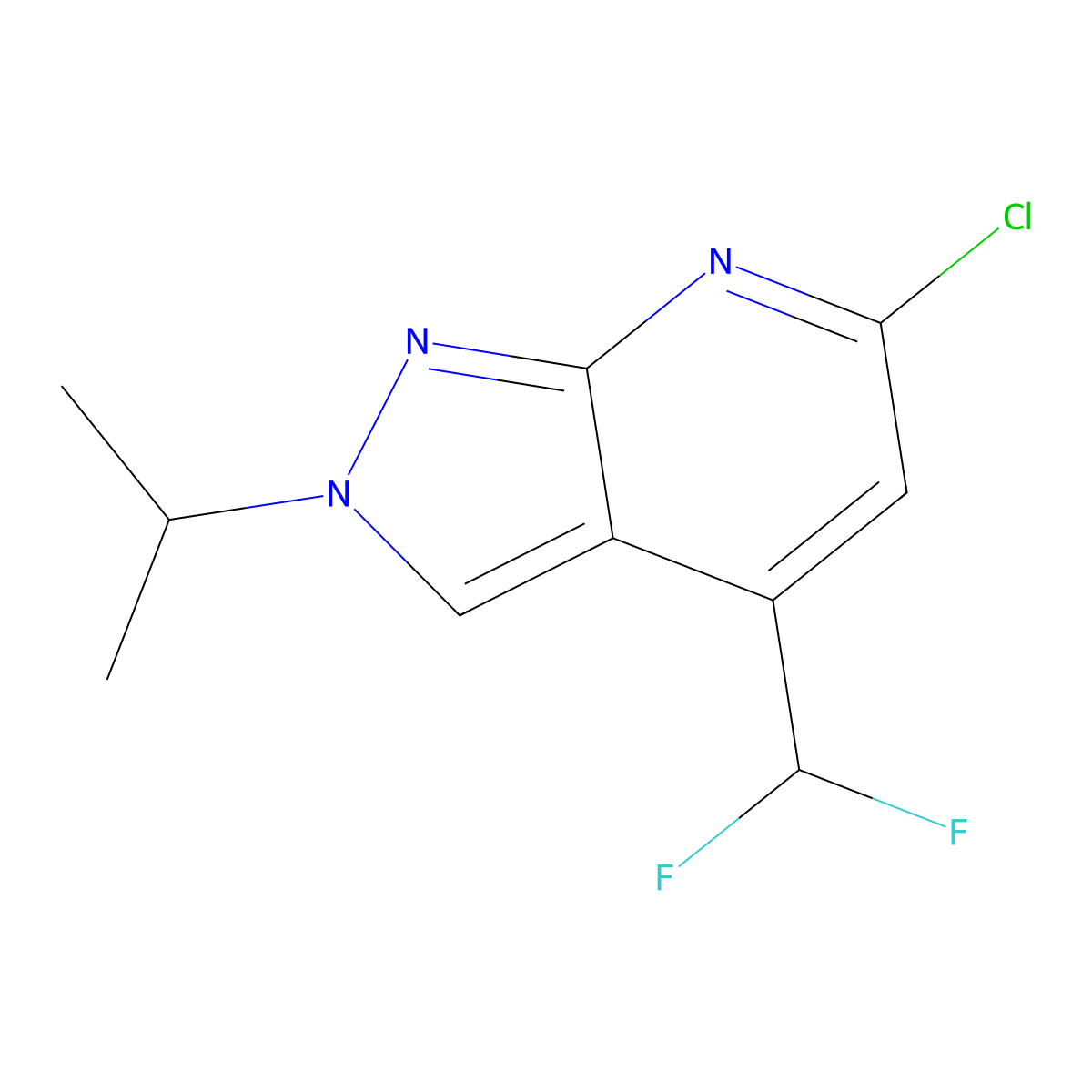 6-Chloro-4-(difluoromethyl)-2-isopropyl-2H-pyrazolo[3,4-b]pyridine molecular structure, CAS 1018127-78-0