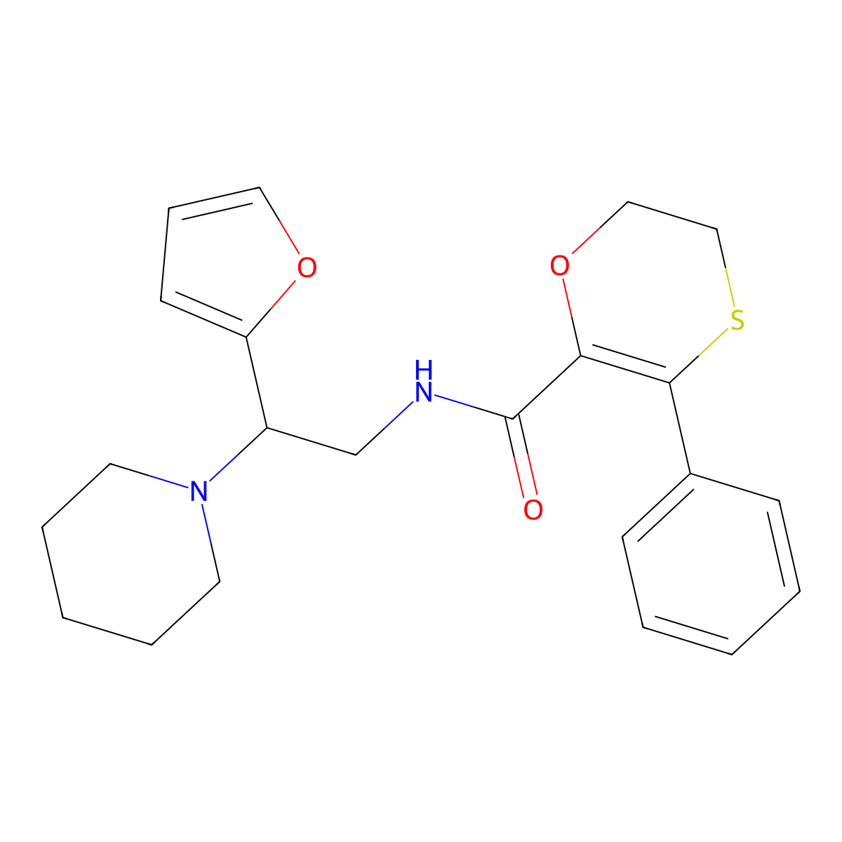 N-[2-(furan-2-yl)-2-(piperidin-1-yl)ethyl]-3-phenyl-5,6-dihydro-1,4-oxathiine-2-carboxamide molecular structure, CAS 1018127-85-9
