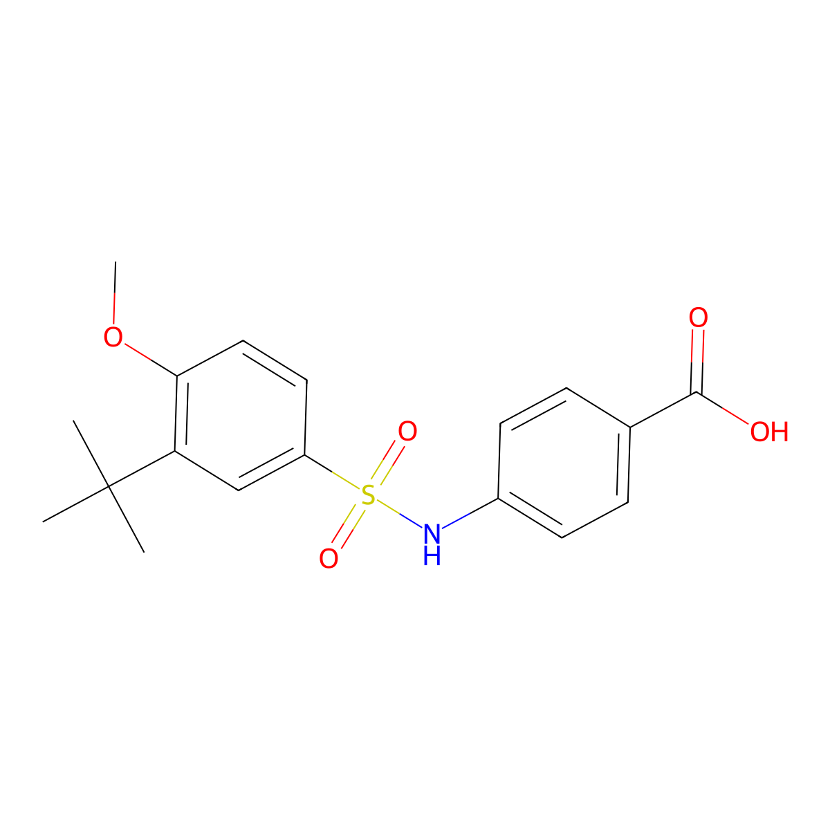 4-(3-Tert-butyl-4-methoxybenzenesulfonamido)benzoic acid molecular structure, CAS 1018127-88-2