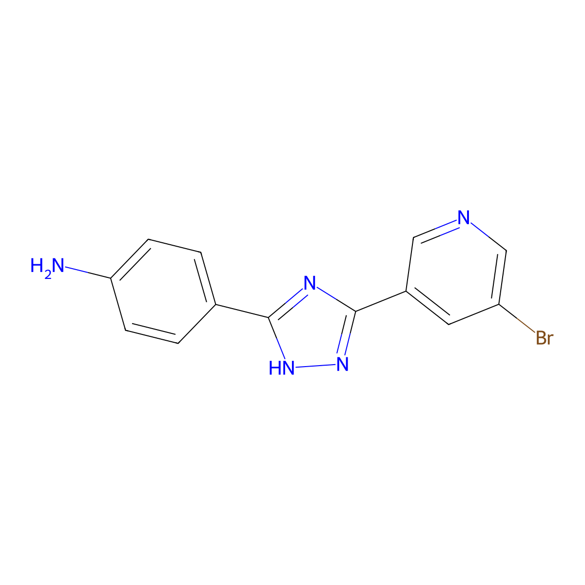 4-(5-(5-Bromo-3-pyridinyl)-1H-1,2,4-triazol-3-yl)benzenamine molecular structure, CAS 1018127-95-1