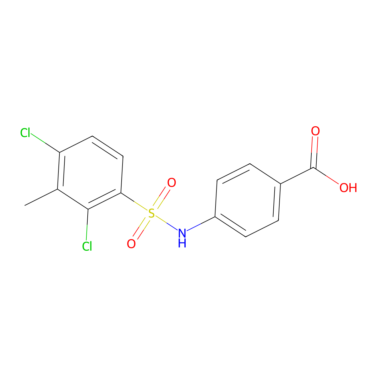 4-(2,4-Dichloro-3-methylbenzenesulfonamido)benzoic acid molecular structure, CAS 1018128-04-5