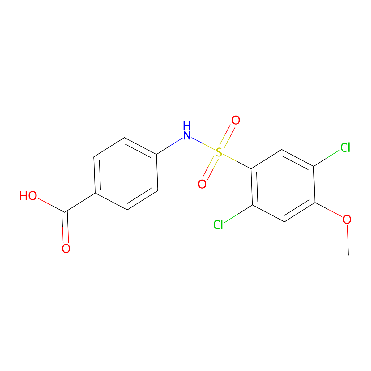 4-(2,5-Dichloro-4-methoxybenzenesulfonamido)benzoic acid molecular structure, CAS 1018128-12-5