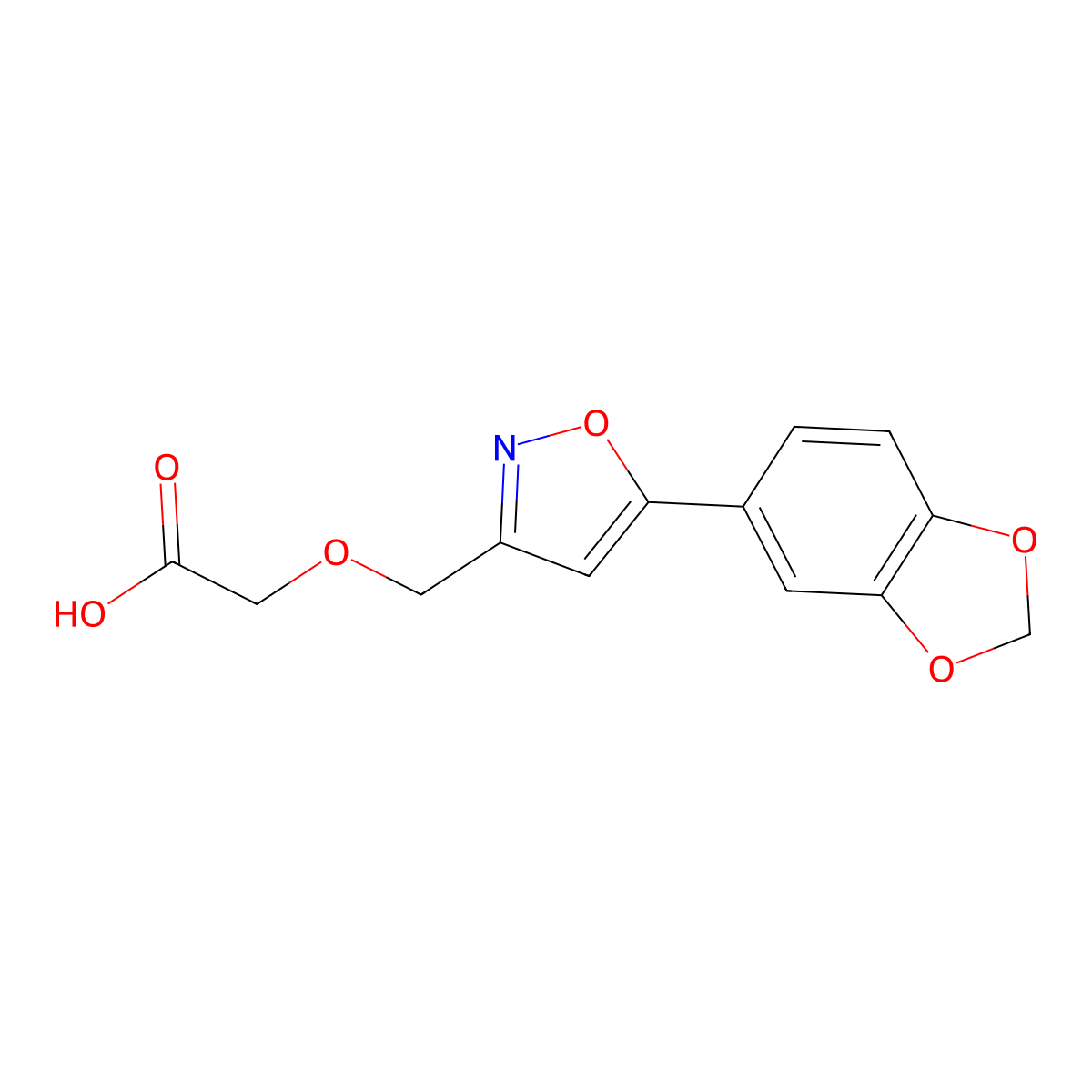 2-((5-(Benzo[d][1,3]dioxol-5-yl)isoxazol-3-yl)methoxy)acetic acid molecular structure, CAS 1018128-22-7