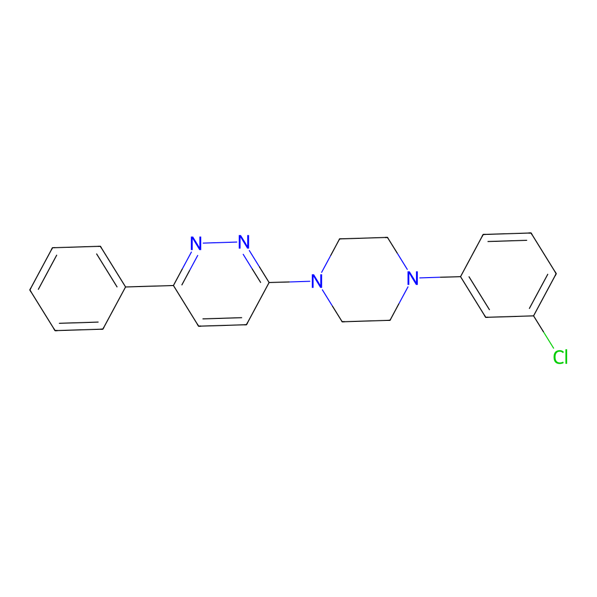 6-[4-(3-Chlorophenyl)piperazinyl]-3-phenylpyridazine molecular structure, CAS 1018128-30-7