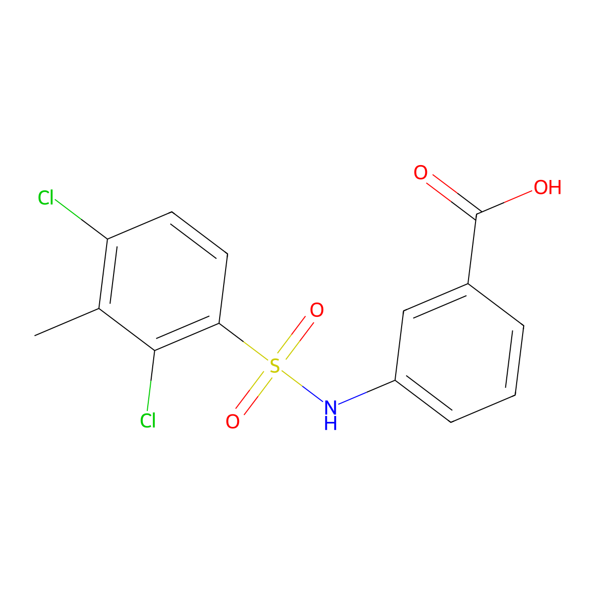 3-(2,4-Dichloro-3-methylbenzenesulfonamido)benzoic acid molecular structure, CAS 1018128-53-4