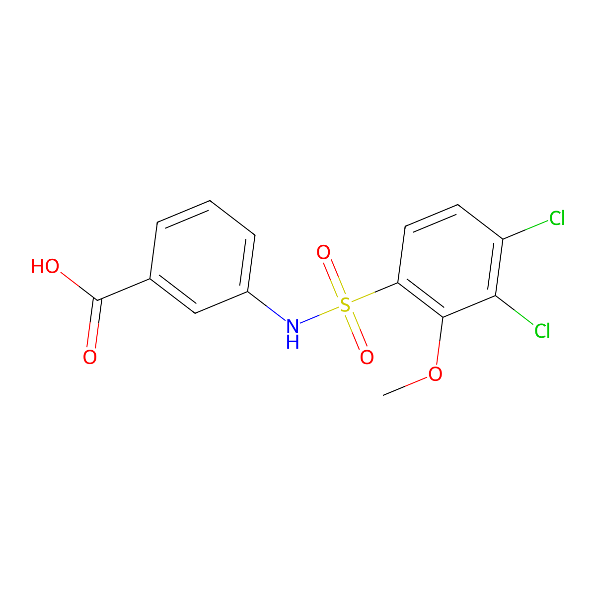 3-(3,4-Dichloro-2-methoxybenzenesulfonamido)benzoic acid molecular structure, CAS 1018128-65-8