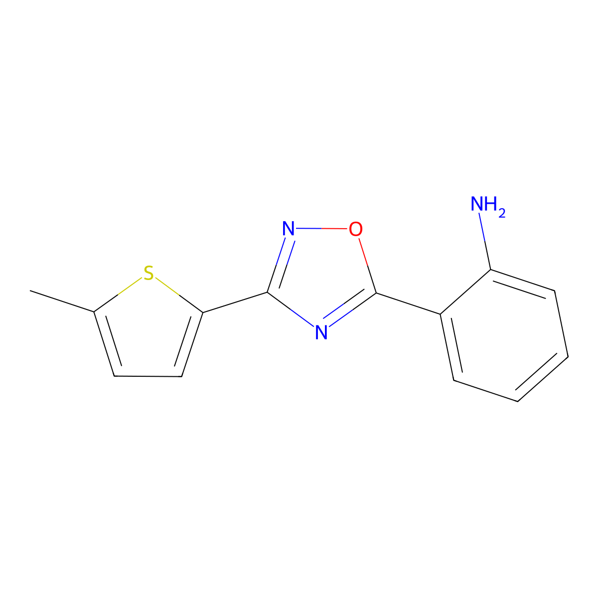 2-[3-(5-Methylthiophen-2-yl)-1,2,4-oxadiazol-5-yl]aniline molecular structure, CAS 1018128-71-6